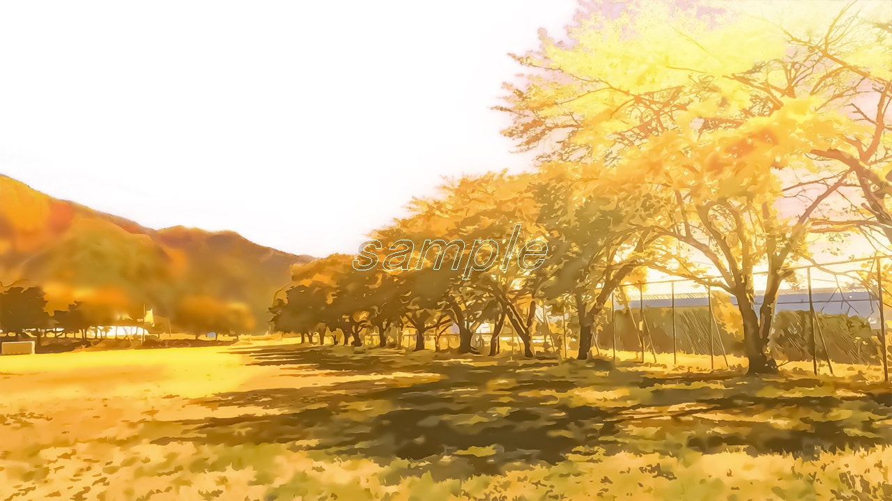 田舎のグラウンド【背景素材_夕方差分+空くり抜きセット】