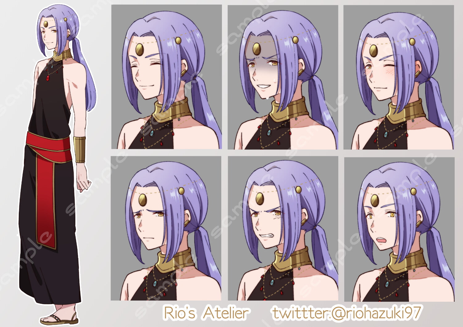 立ち絵素材_55(男性魔法使い全身、表情7種)