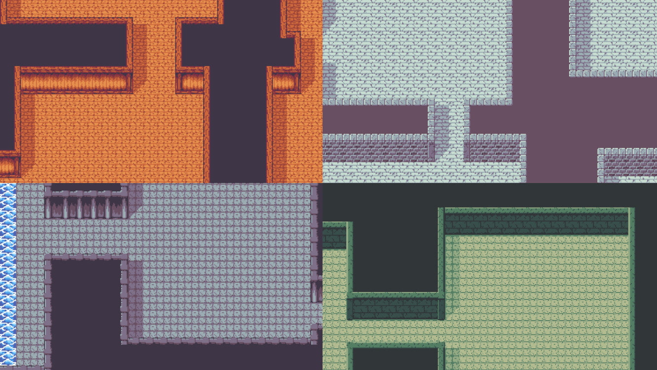 レトロゲーム風ダンジョン・町 マップチップ素材集