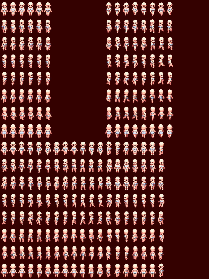 【ドット絵】女性の歩行雛形