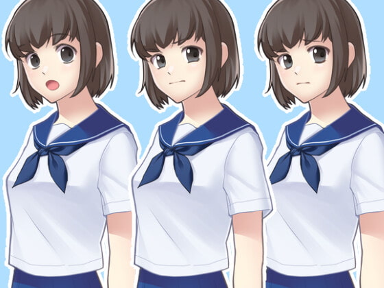 【表情7種】全身立ち絵|女子学生・セーラー夏服