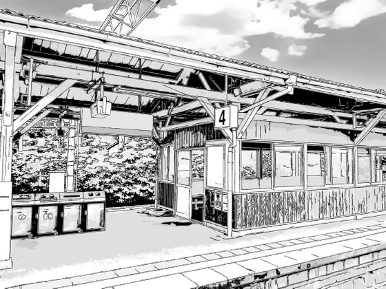 駅のホーム/漫画背景【クリスタ対応PSD+トーンと線画セット】