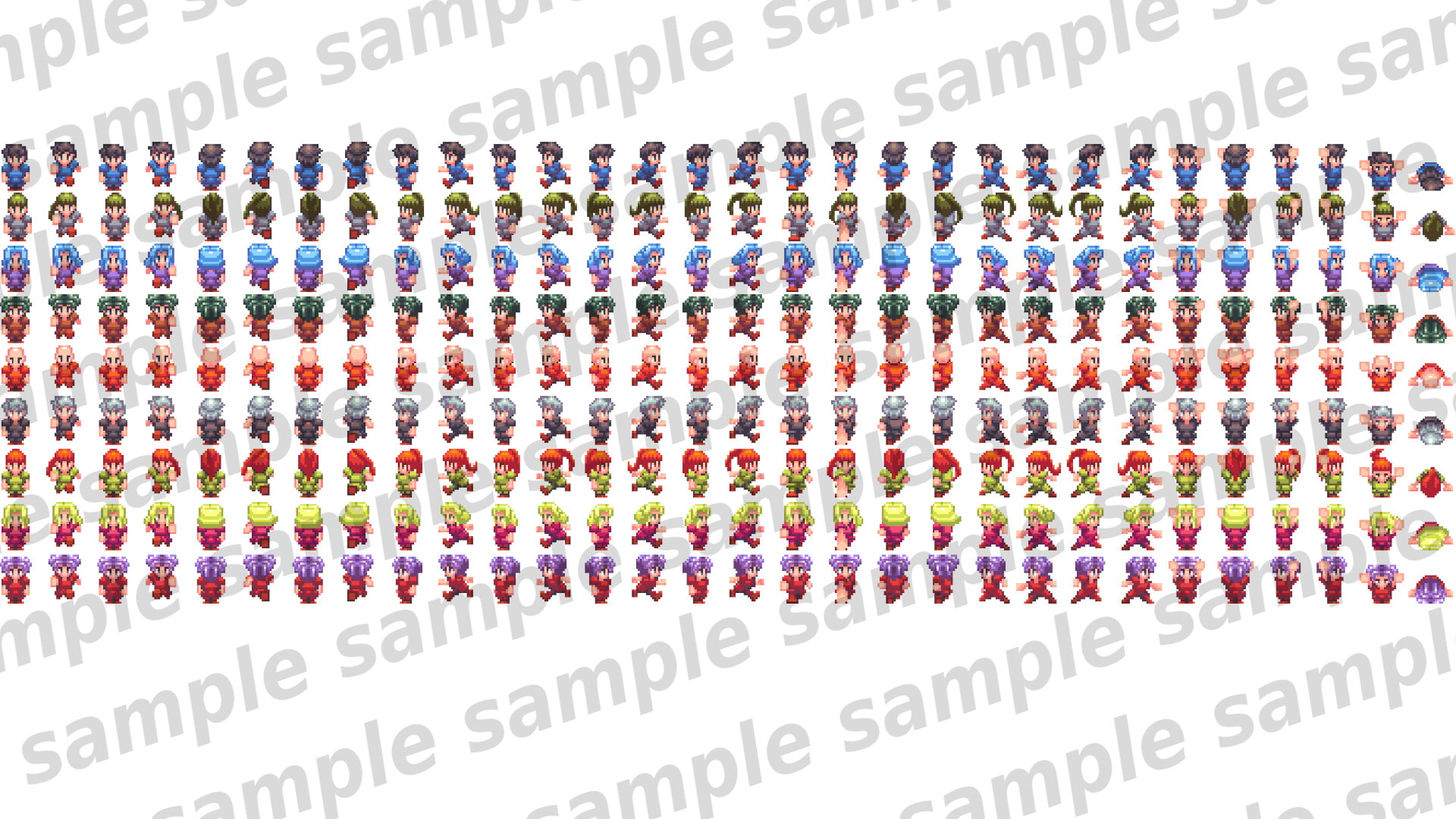 レトロゲーム風PC&NPCキャラクターチップ素材集