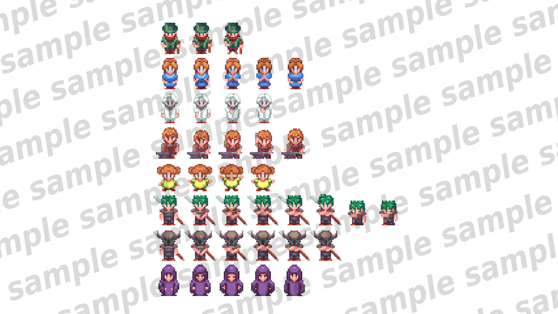 レトロゲーム風PC&NPCキャラクターチップ素材集