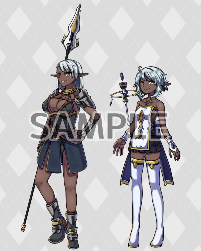 ファンタジーキャラクター 立ち絵素材 ダークエルフ冒険者(女性)