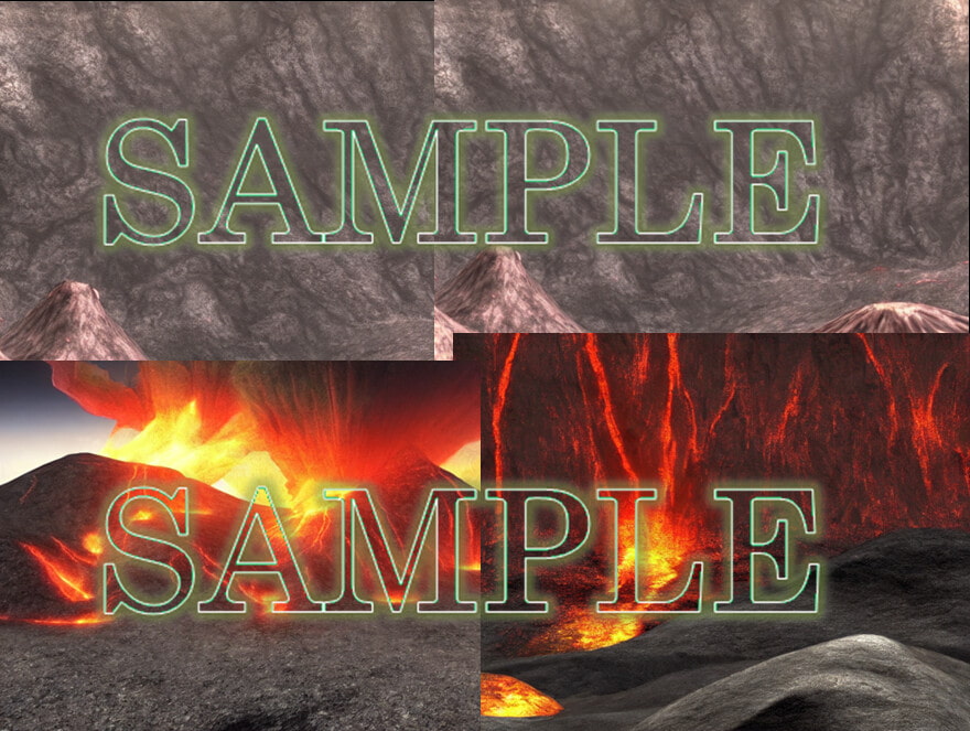 ファンタジー背景素材(城、洞窟、氷の洞窟、密林、沼、火山)各4種類セット(合計24種類)