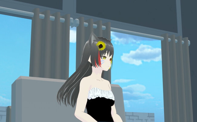 「黒猫ねぇ 向日葵ヘアアクセサリ」アバター