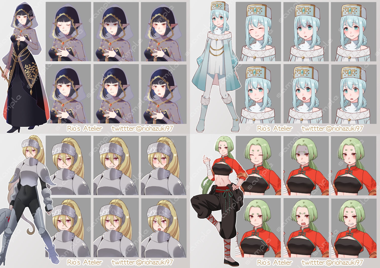 立ち絵素材_ファンタジー系キャラ10体セット(複数差分あり)