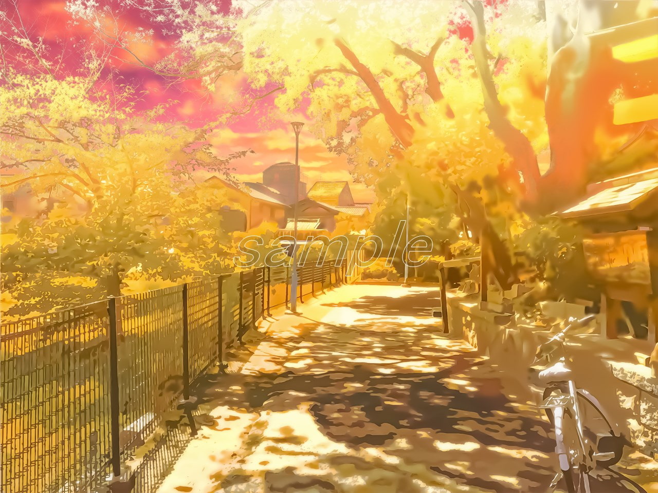 木漏れ日の散歩道【背景素材_夕方差分+空くり抜きセット】