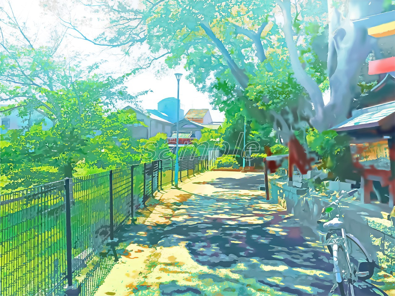 木漏れ日の散歩道【背景素材_夕方差分+空くり抜きセット】