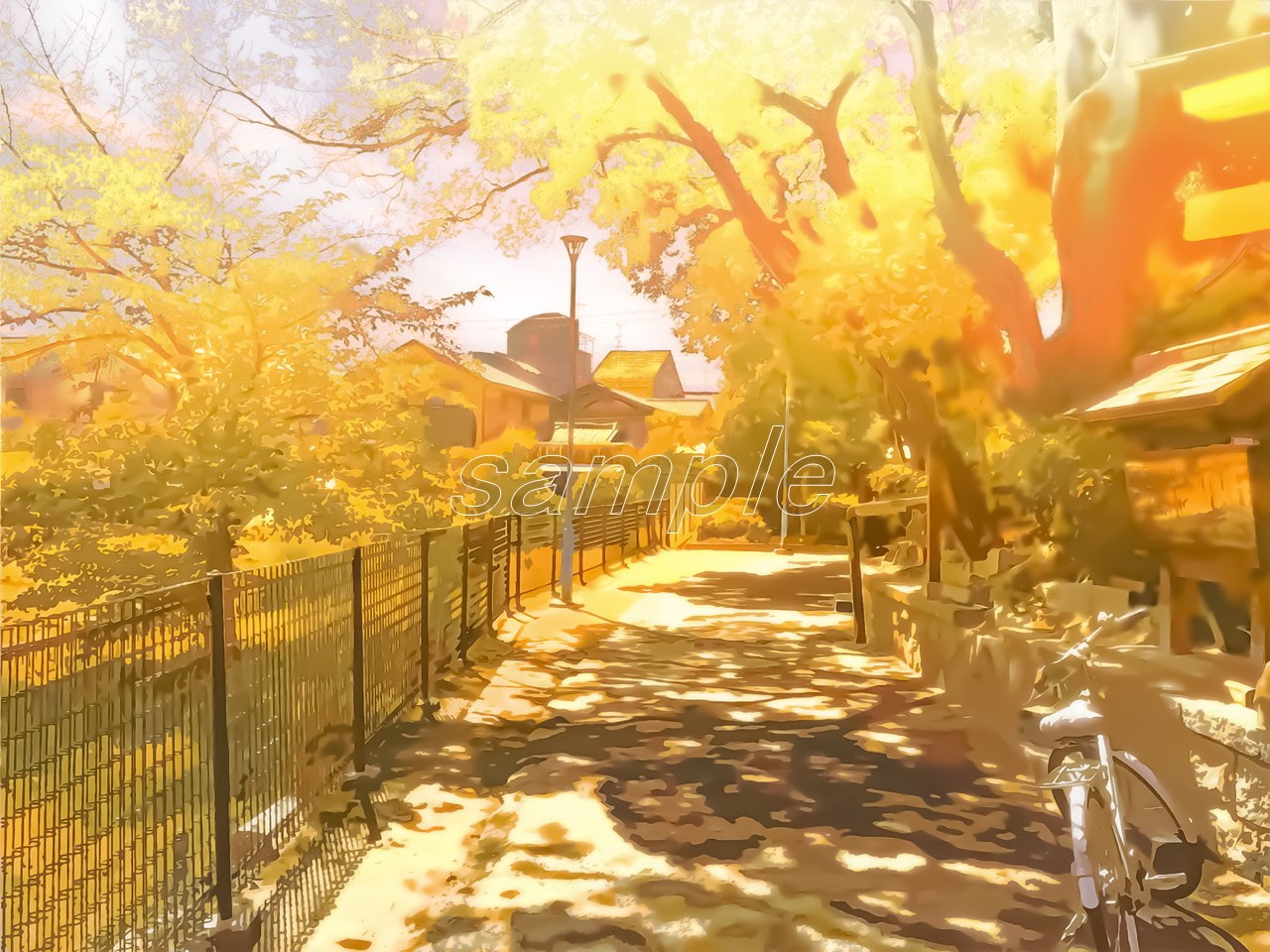 木漏れ日の散歩道【背景素材_夕方差分+空くり抜きセット】