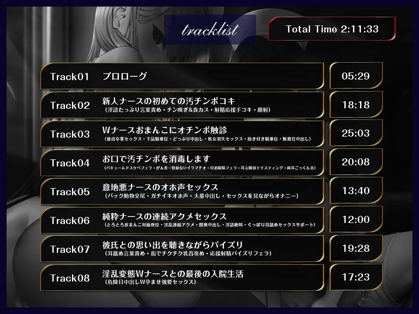 【オホ声】チンカス汚ちんぽミルクを徹底搾取される入院生活～Wナースのドスケベおまんこに種付け大量射精!～【KU100】