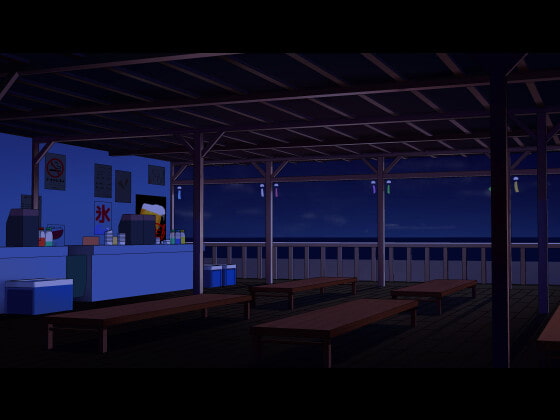 [背景素材] 海の家(快晴/夕方/夜/曇り/横3840px*縦2160px)