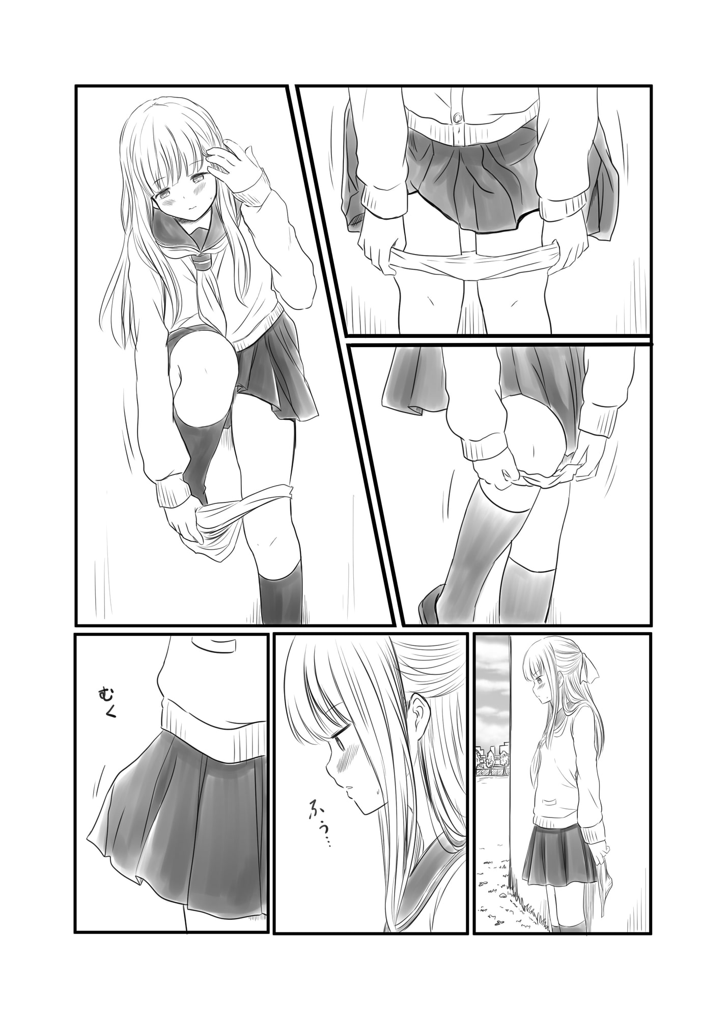 校舎裏で立ションしてたらバレちゃうふたゆりまんが