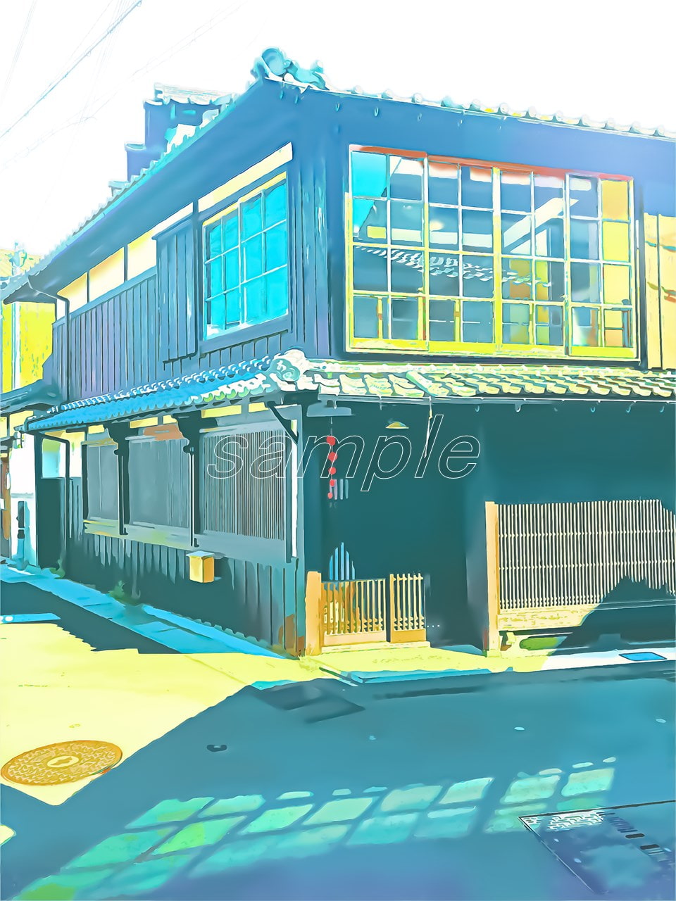 古風な日本家屋【背景素材_夕方差分+空くり抜きセット】