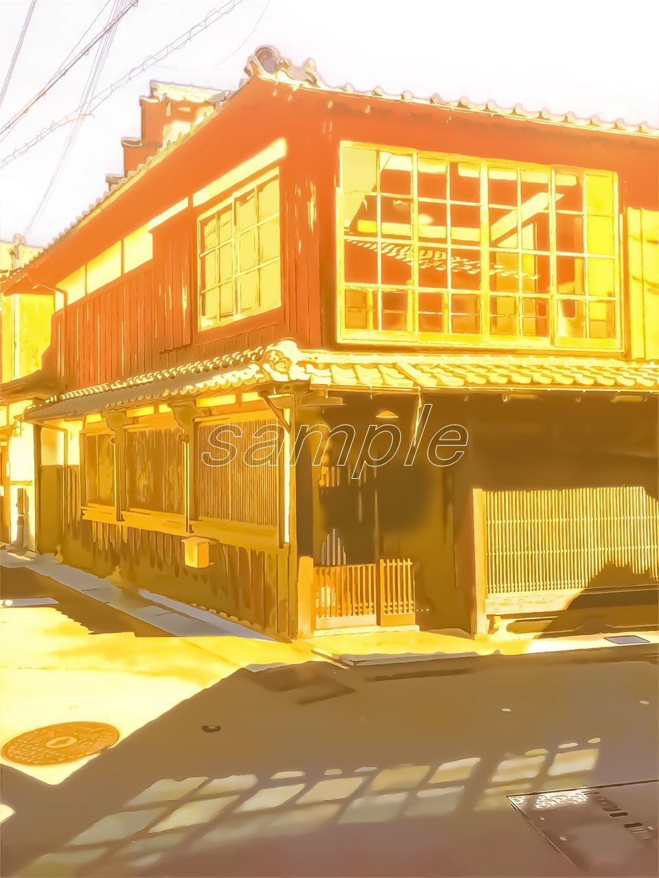 古風な日本家屋【背景素材_夕方差分+空くり抜きセット】