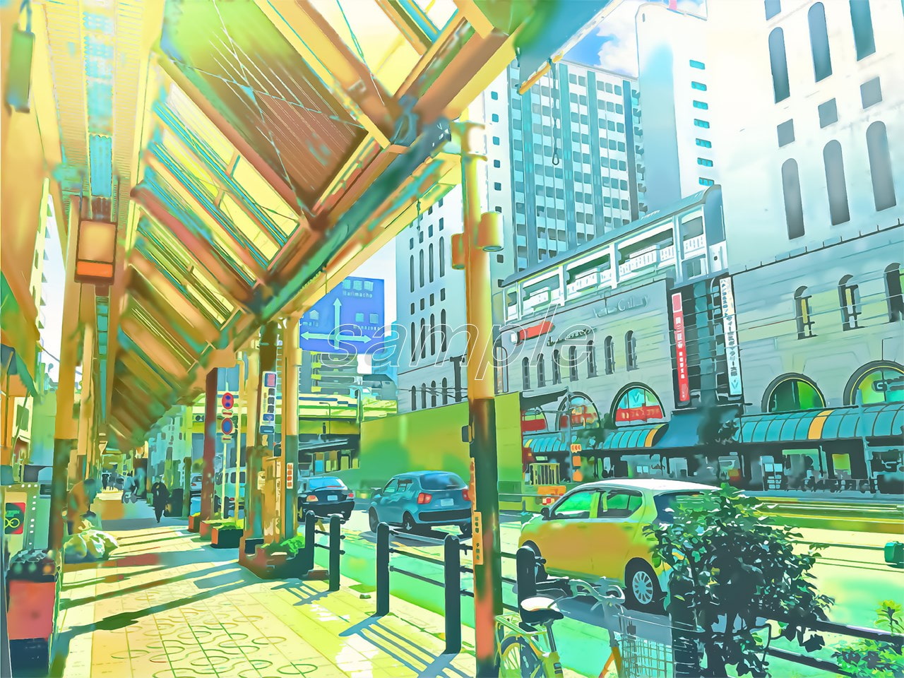 都会の大通り2【背景素材_夕方差分+空くり抜きセット】