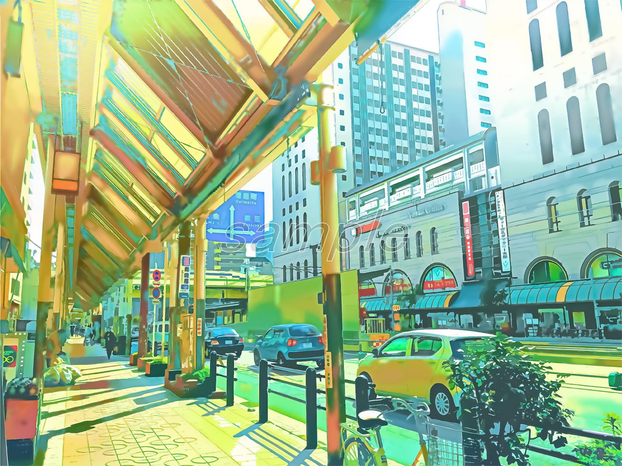 都会の大通り2【背景素材_夕方差分+空くり抜きセット】