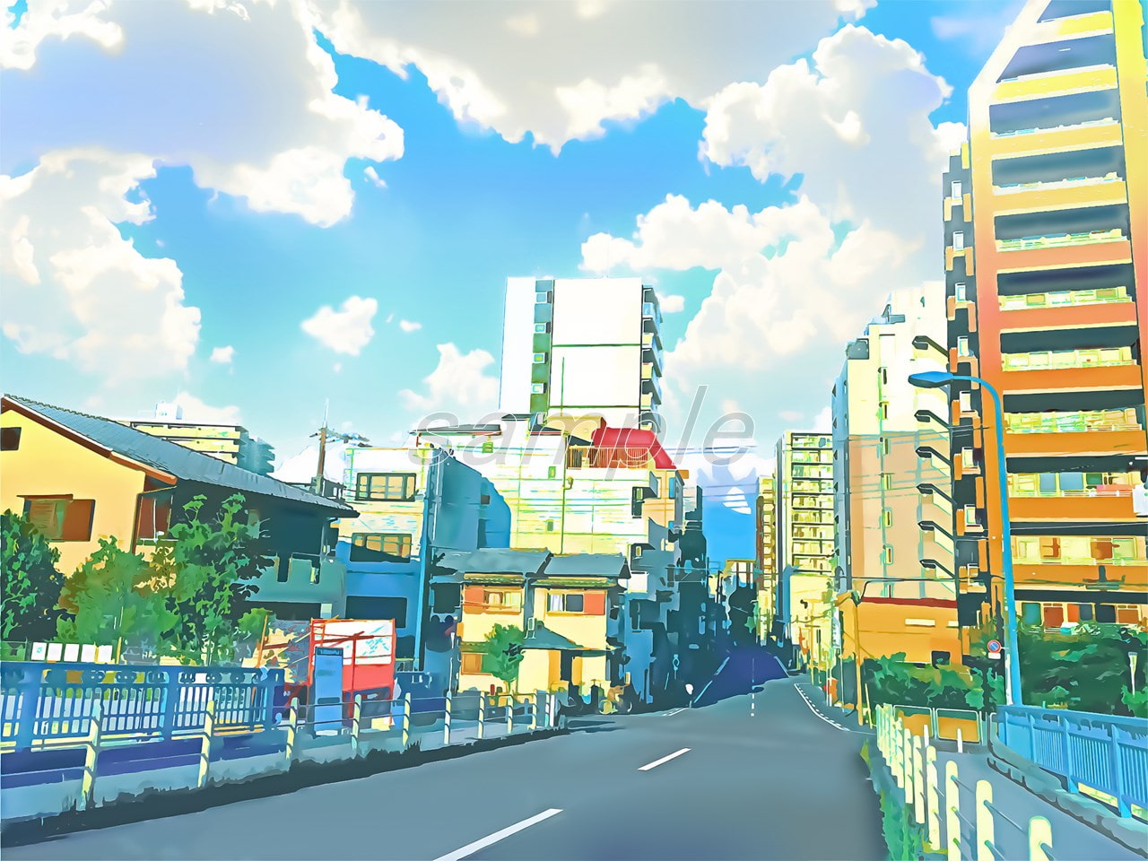 都会の大通り3【背景素材_夕方差分+空くり抜きセット】