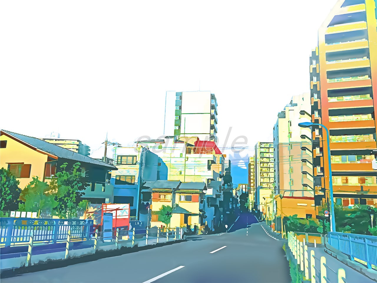 都会の大通り3【背景素材_夕方差分+空くり抜きセット】