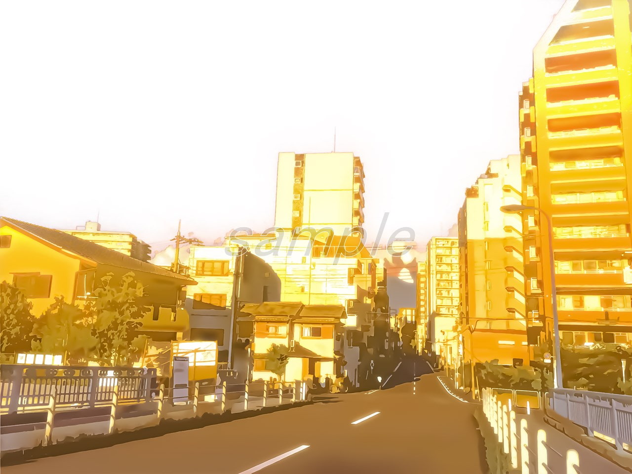 都会の大通り3【背景素材_夕方差分+空くり抜きセット】