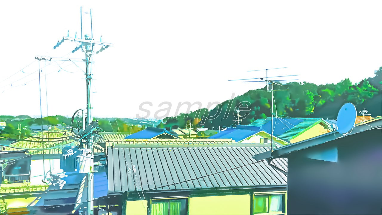 住宅街の屋根【背景素材_夕方差分+空くり抜きセット】