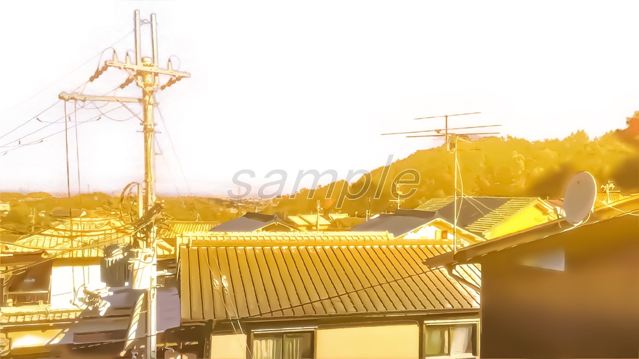 住宅街の屋根【背景素材_夕方差分+空くり抜きセット】