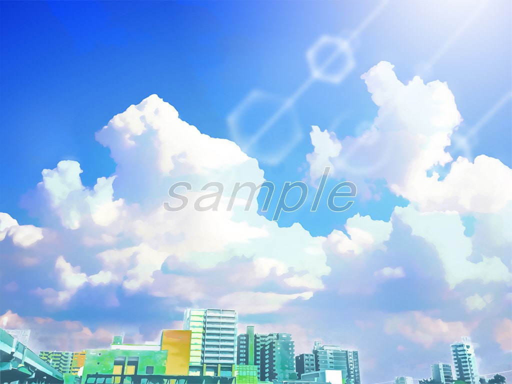 都会の空と雲【背景素材_夕方差分+空くり抜きセット】