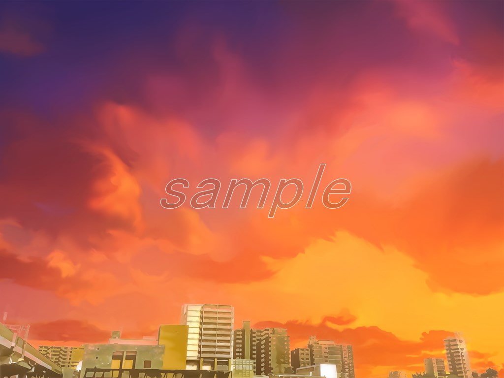 都会の空と雲【背景素材_夕方差分+空くり抜きセット】