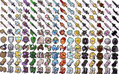 【ドット絵】武器と防具素材(16×16)と(24×24)と(32×32)