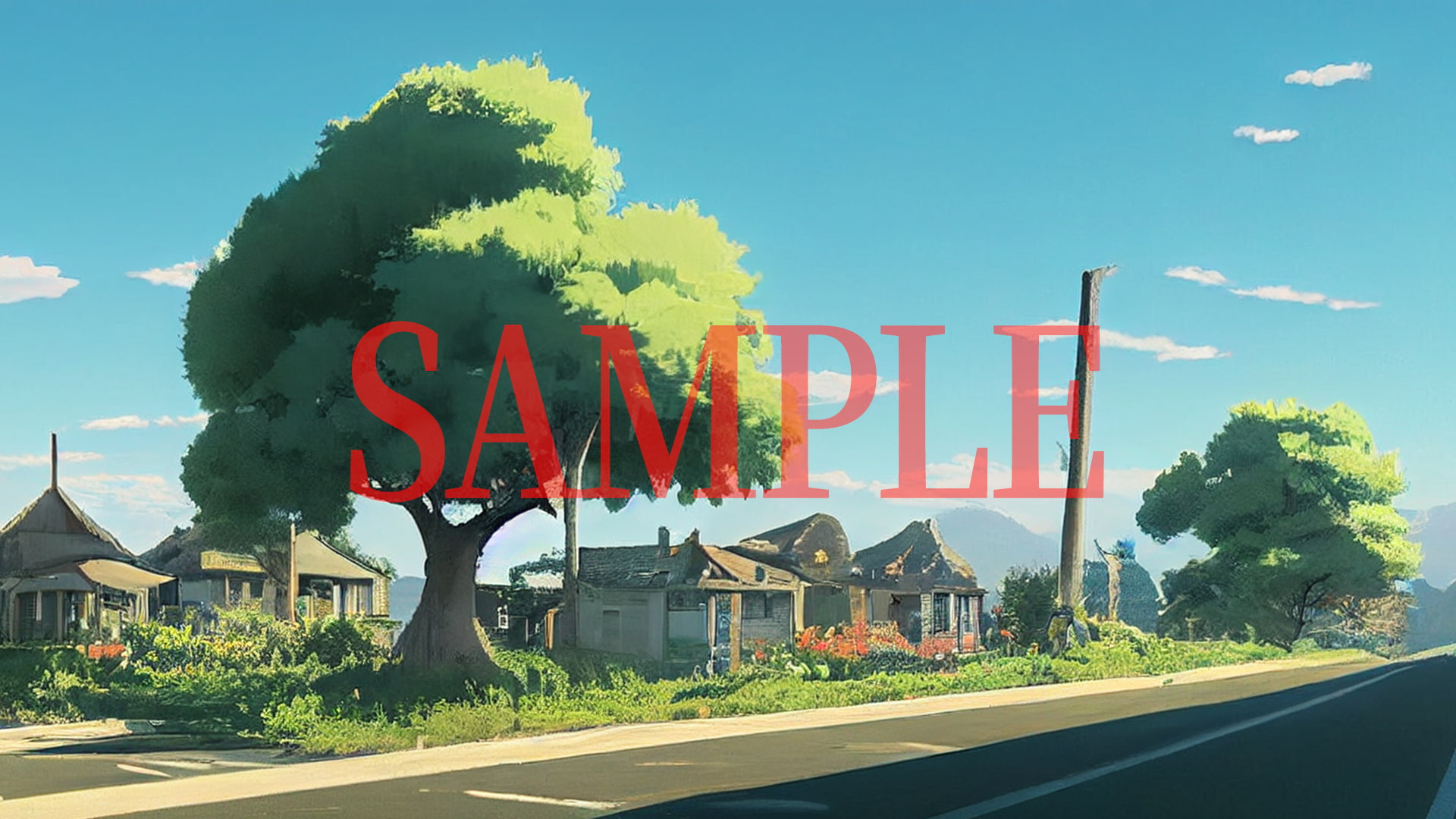 2D背景CG素材集-田舎の街1(10枚)