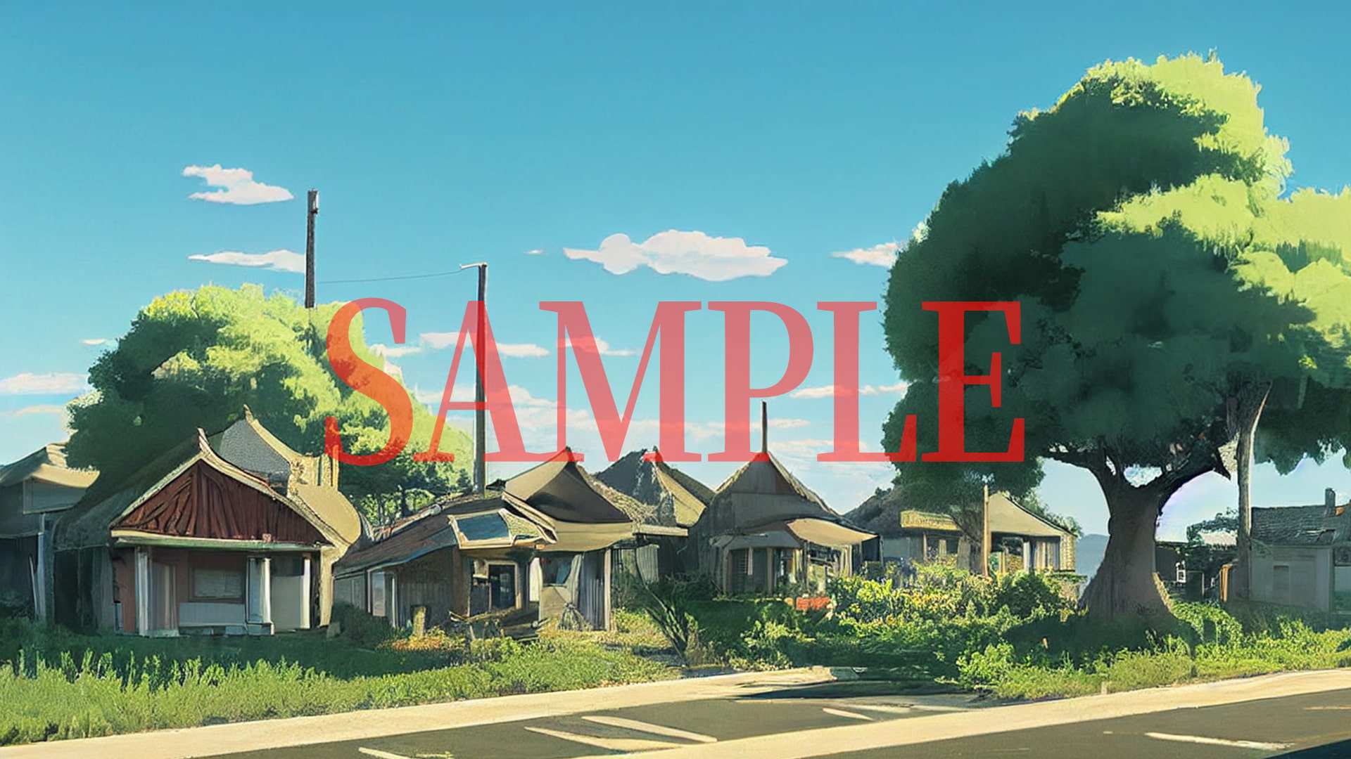 2D背景CG素材集-田舎の街1(10枚)