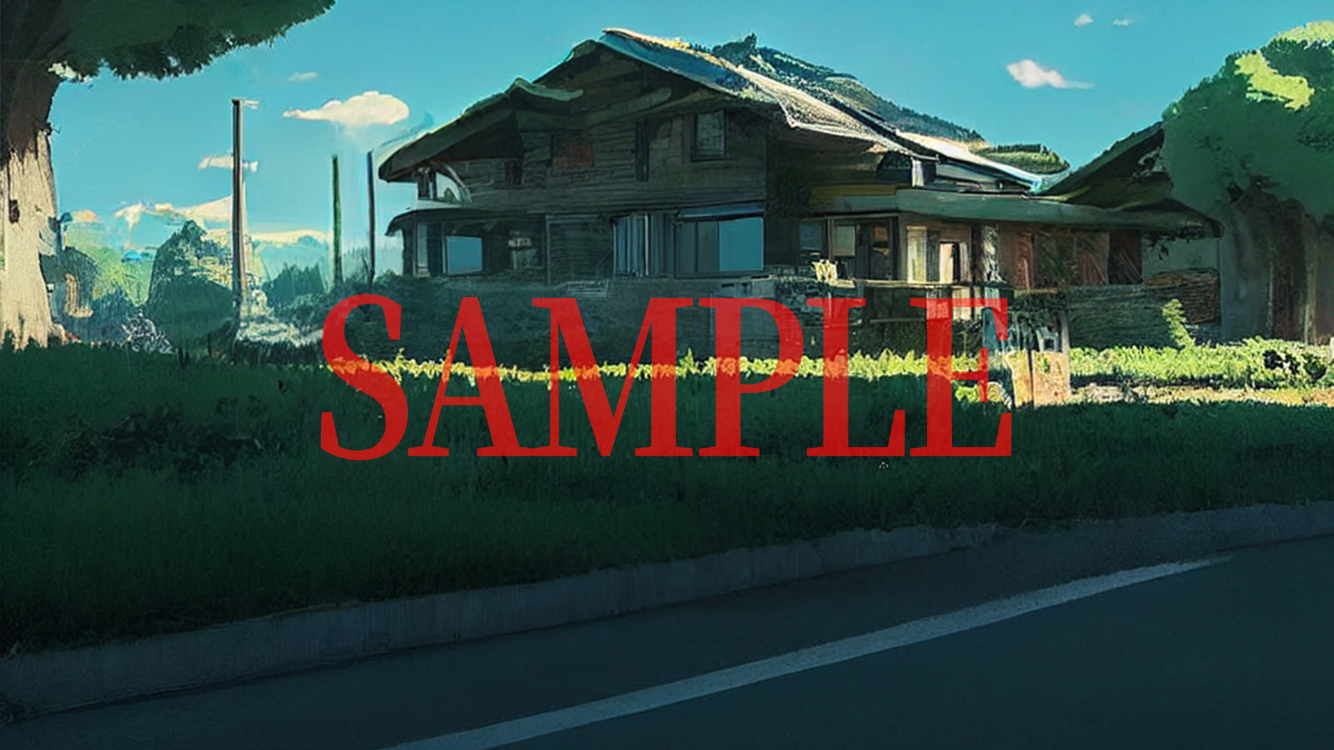 2D背景CG素材集-田舎の街1(10枚)