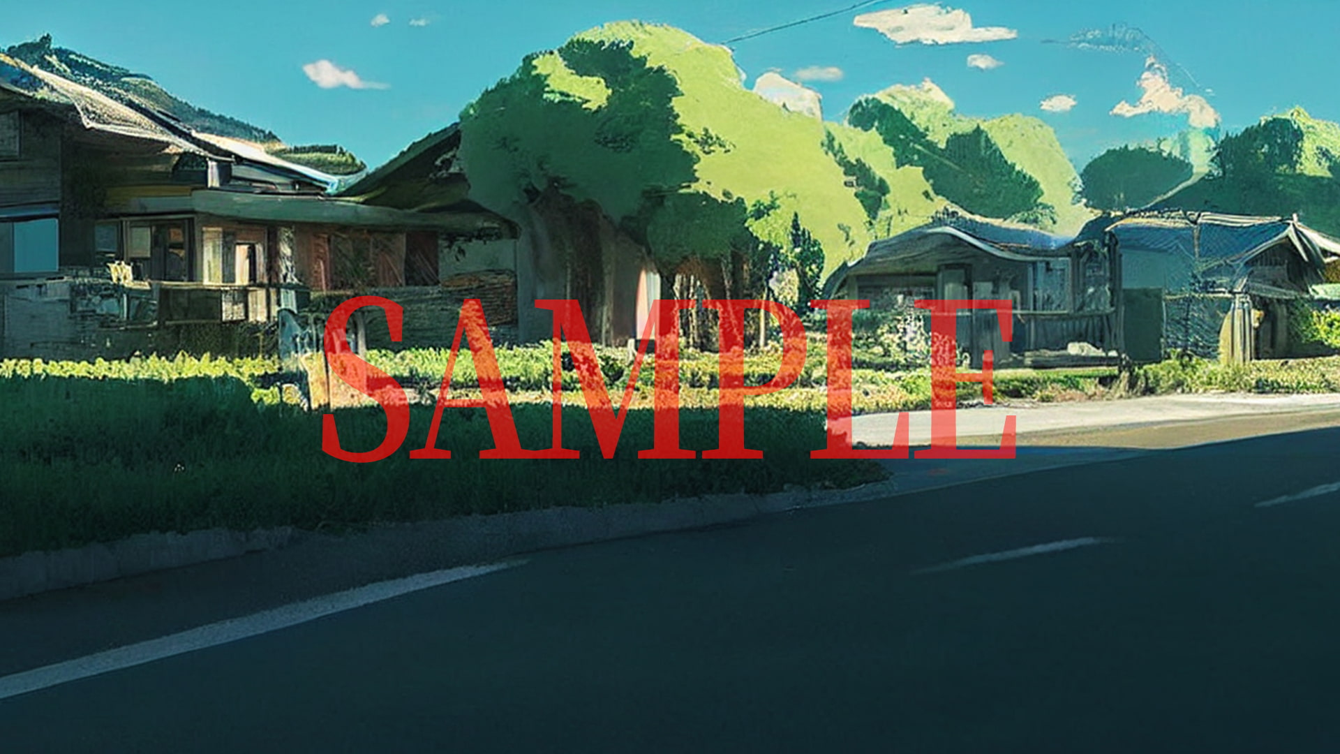 2D背景CG素材集-田舎の街1(10枚)