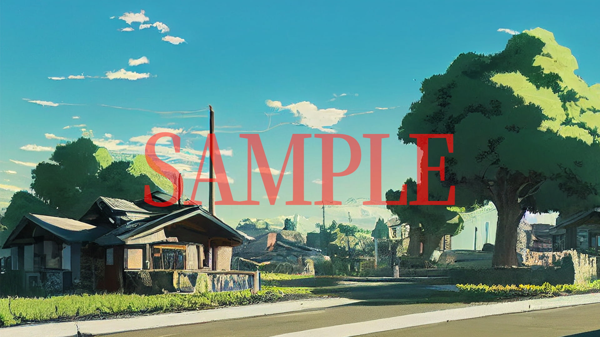 2D背景CG素材集-田舎の街1(10枚)