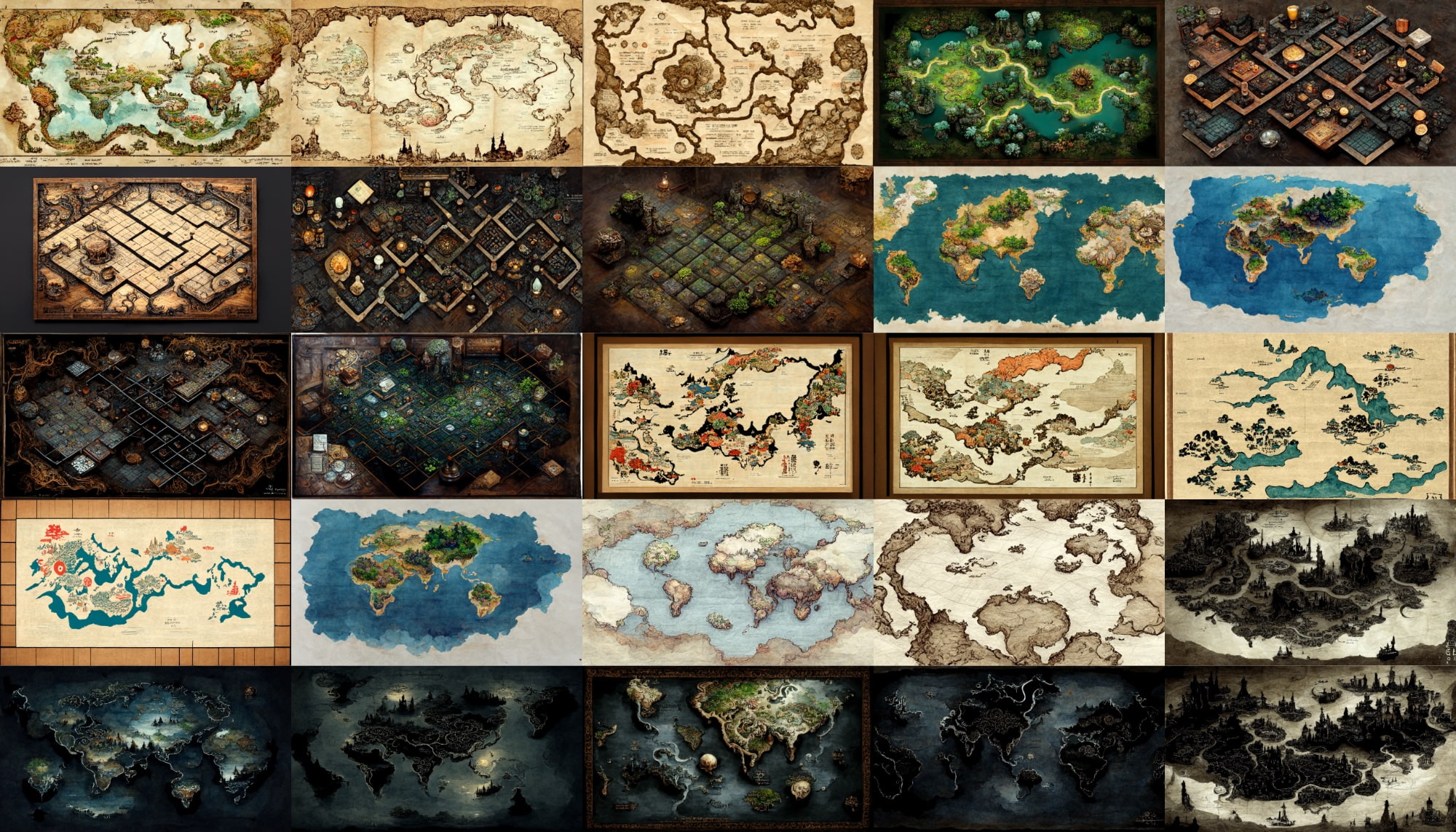 色々なタイプの地図(マップ)素材パック(画像100枚)