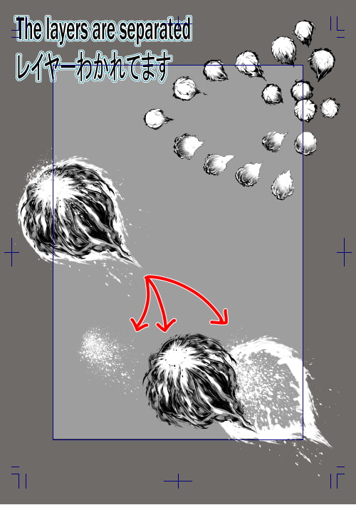 素材をどうぞ『火球モノトーン』
