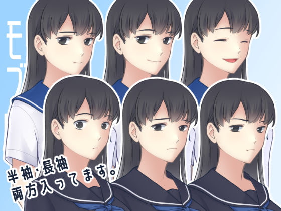 【表情7種】モブ全身立ち絵|女子学生B(セーラー服 半袖・長袖)