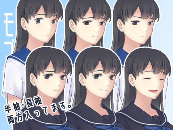 【表情7種】モブ全身立ち絵|女子学生B(セーラー服 半袖・長袖)