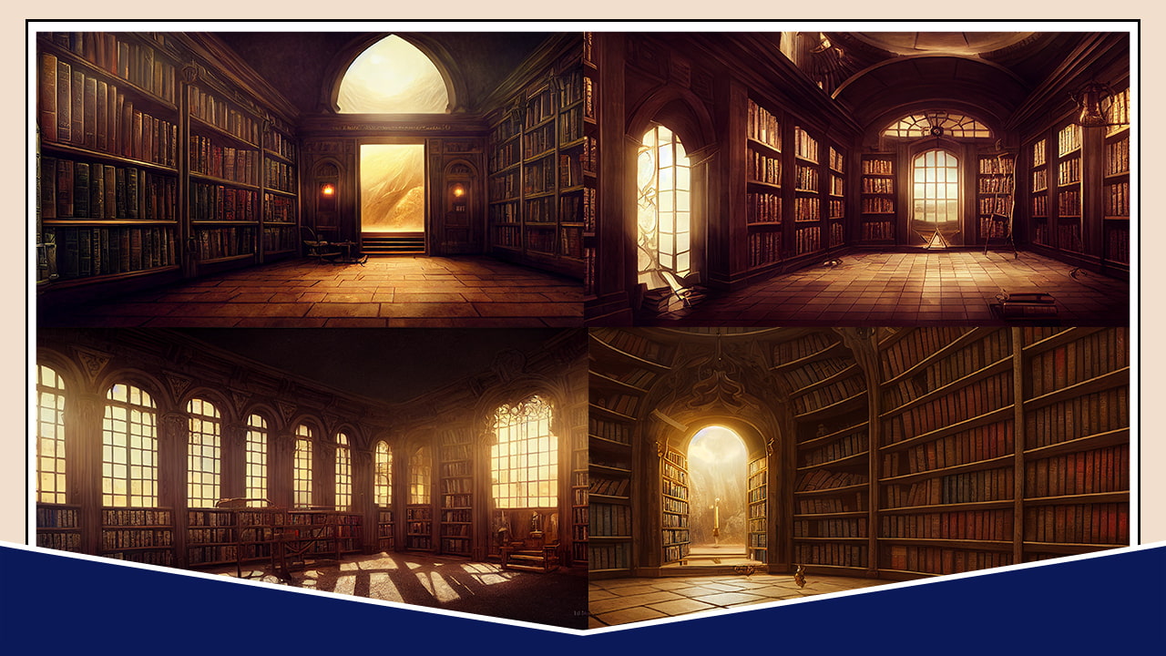 2D背景素材集-図書館(40枚)