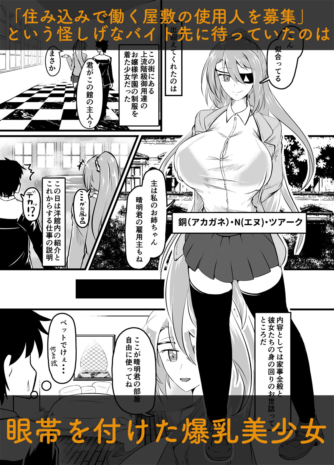 オカルトチックな雰囲気で爆乳眼帯っ娘が筆おろし -三姉妹と雇われ使用人シリーズ-