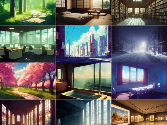 【現代系イラスト調】著作権フリーの高解像度背景(画像100枚)