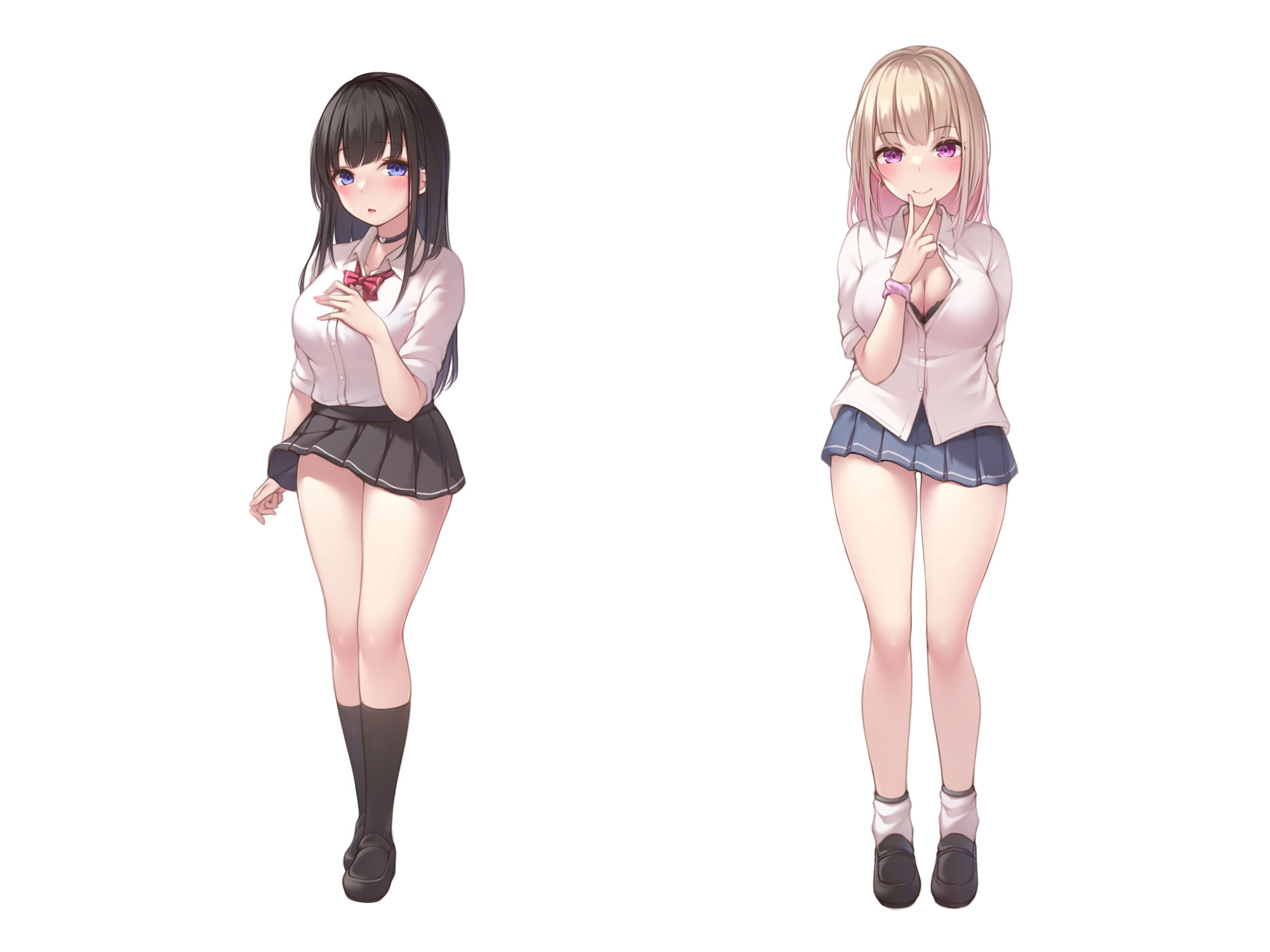 【ギャル×優等生】えっちなJK二人とあまあまイチャラブ性活♪【KU100】