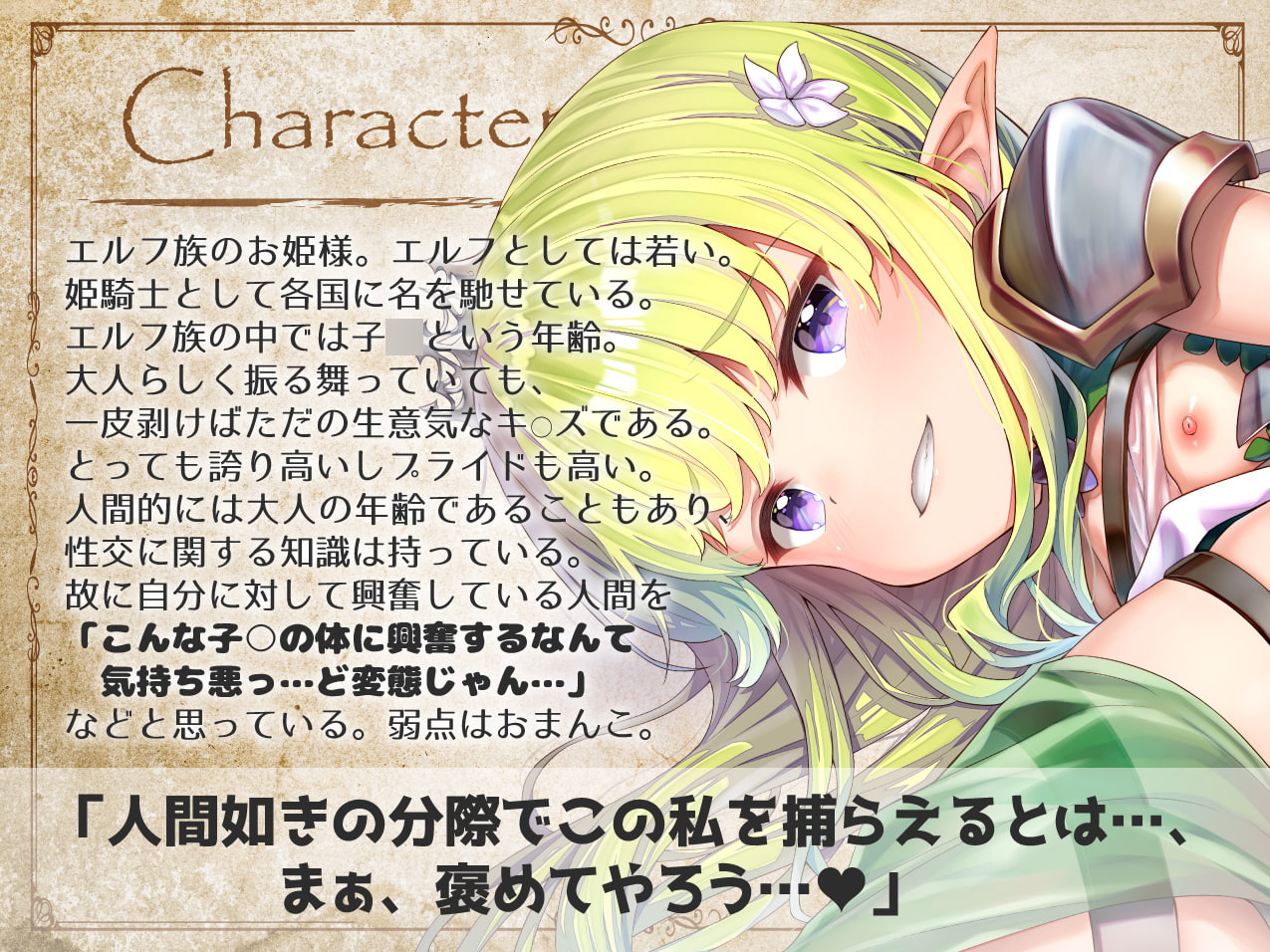 【発売後8日間限定!豪華7大特典】ドスケベ淫紋調教!生意気メスガキ姫騎士エルフお◯んこ分からせ【ロリオ゛ホ声】CV:兎月りりむ。