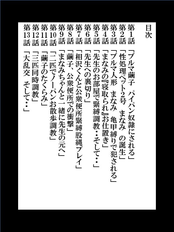 僕の変態性処理奴隷ペット 繭子の調教日記 ○校生編 第2章 第1話～第13話 総集編 424ページ!