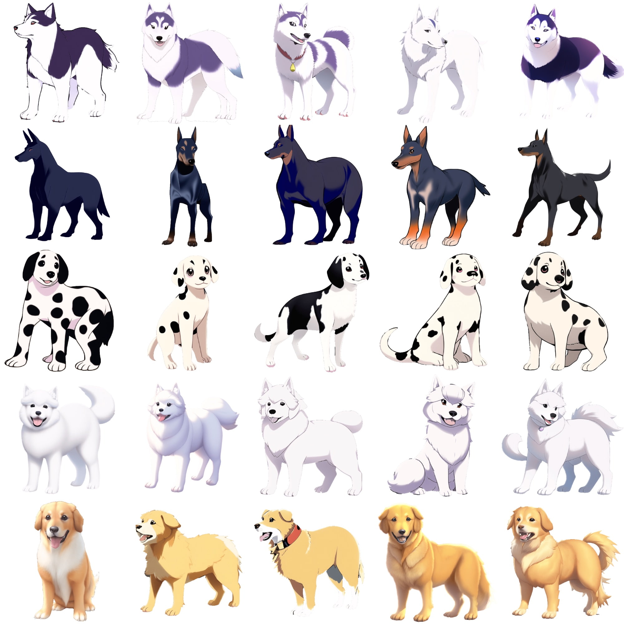 【犬20種類×5】著作権フリーの高解像度イラスト素材(画像100枚)