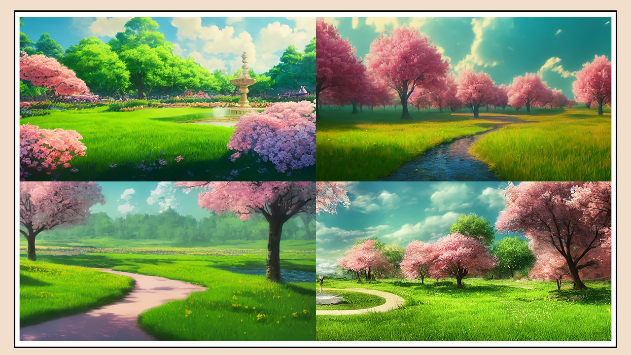 2D背景素材集-ピンクの森公園(100枚)