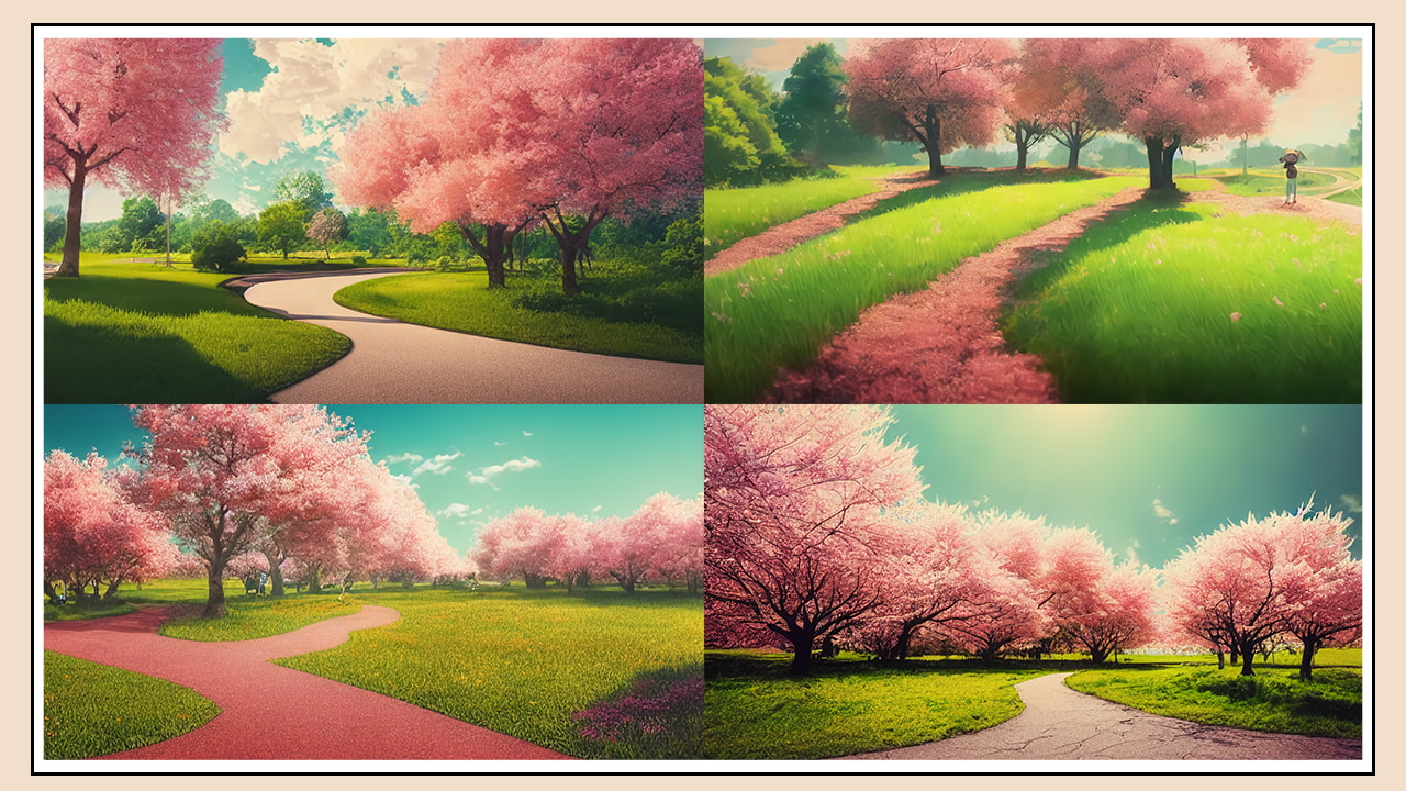 2D背景素材集-ピンクの森公園(100枚)
