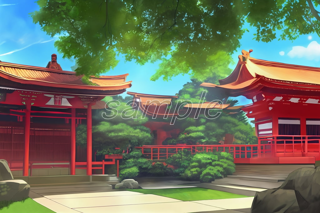 フリー背景素材集「神社と鳥居(1)」超高精細ビュー