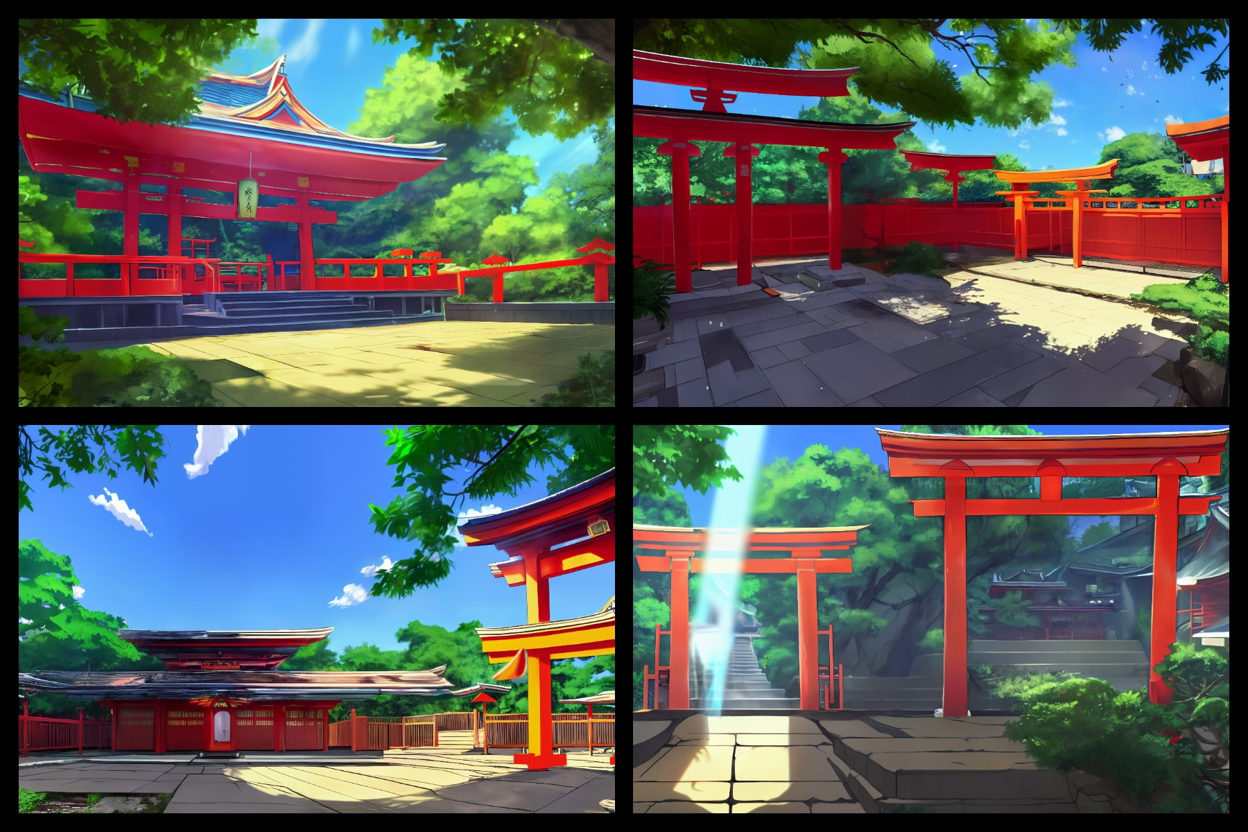 フリー背景素材集「神社と鳥居(1)」超高精細ビュー